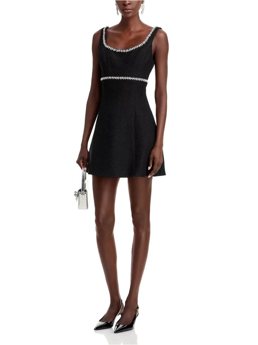 Aqua Black Mini Dress with White Contrast Trim